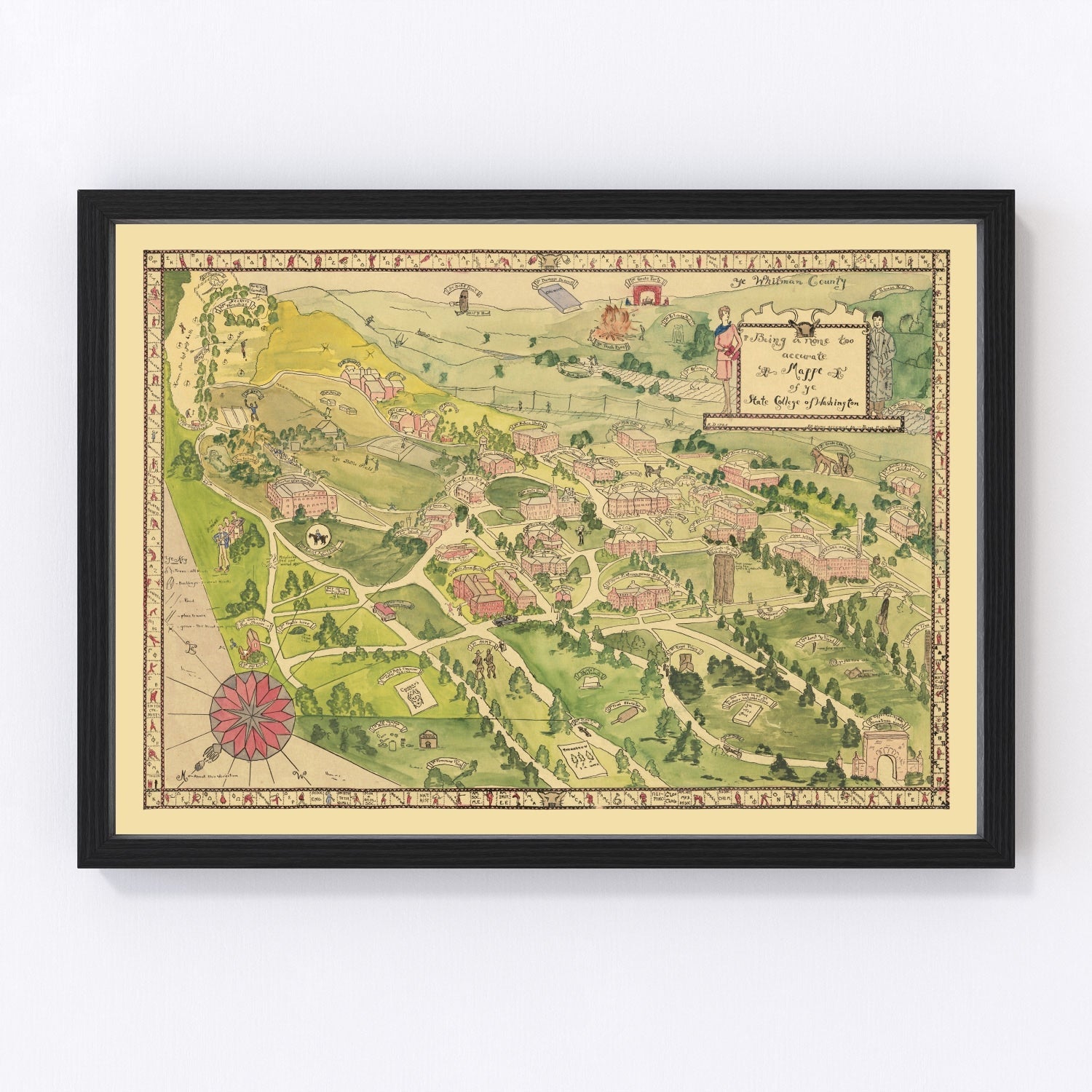Vintage Map of Washington State University, 1928