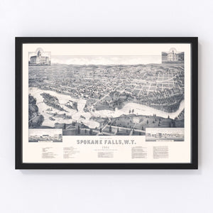 Vintage Map of Spokane Falls, Washington 1884