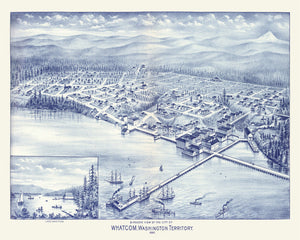 Vintage Map of Whatcom, Washington 1889