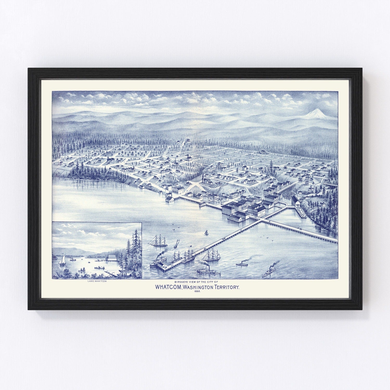 Vintage Map of Whatcom, Washington 1889