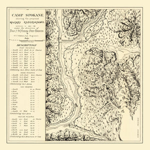 Vintage Map of Camp Spokane, 1882