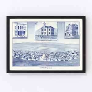 Vintage Map of Colfax, Washington 1889