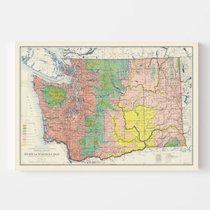 Vintage Map of Washington 1889