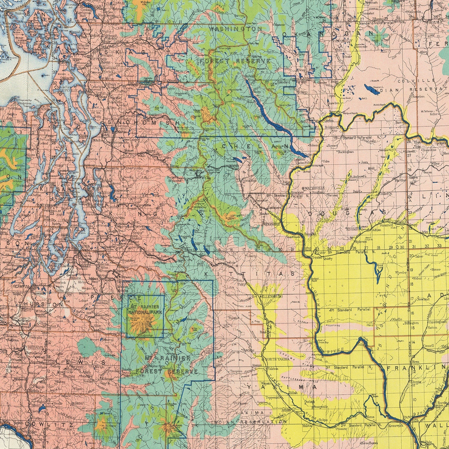 Vintage Map of Washington 1889
