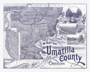 Vintage Map of Umatilla County, Washington 1908
