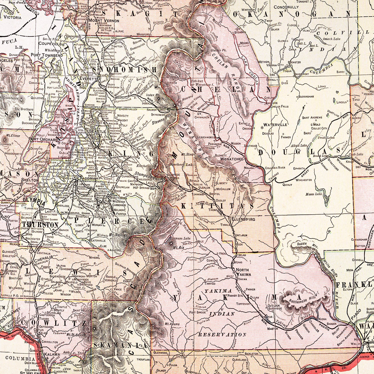 Vintage Map of Washington 1904