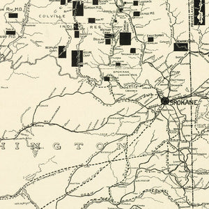 Vintage Map of Spokane Mining Districts, 1909