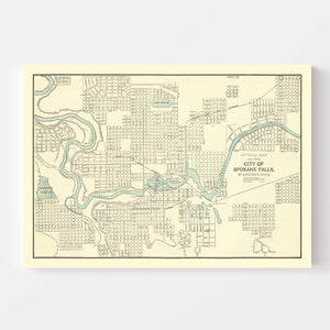 Vintage Map of Spokane Falls, Washington 1895