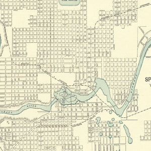 Vintage Map of Spokane Falls, Washington 1895