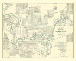 Vintage Map of Spokane Falls, Washington 1895