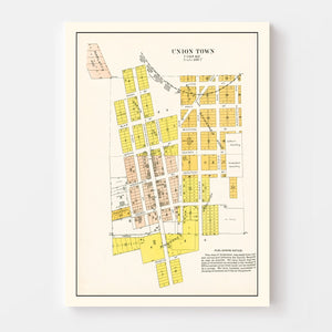 Vintage Map of Union Town, Washington 1910