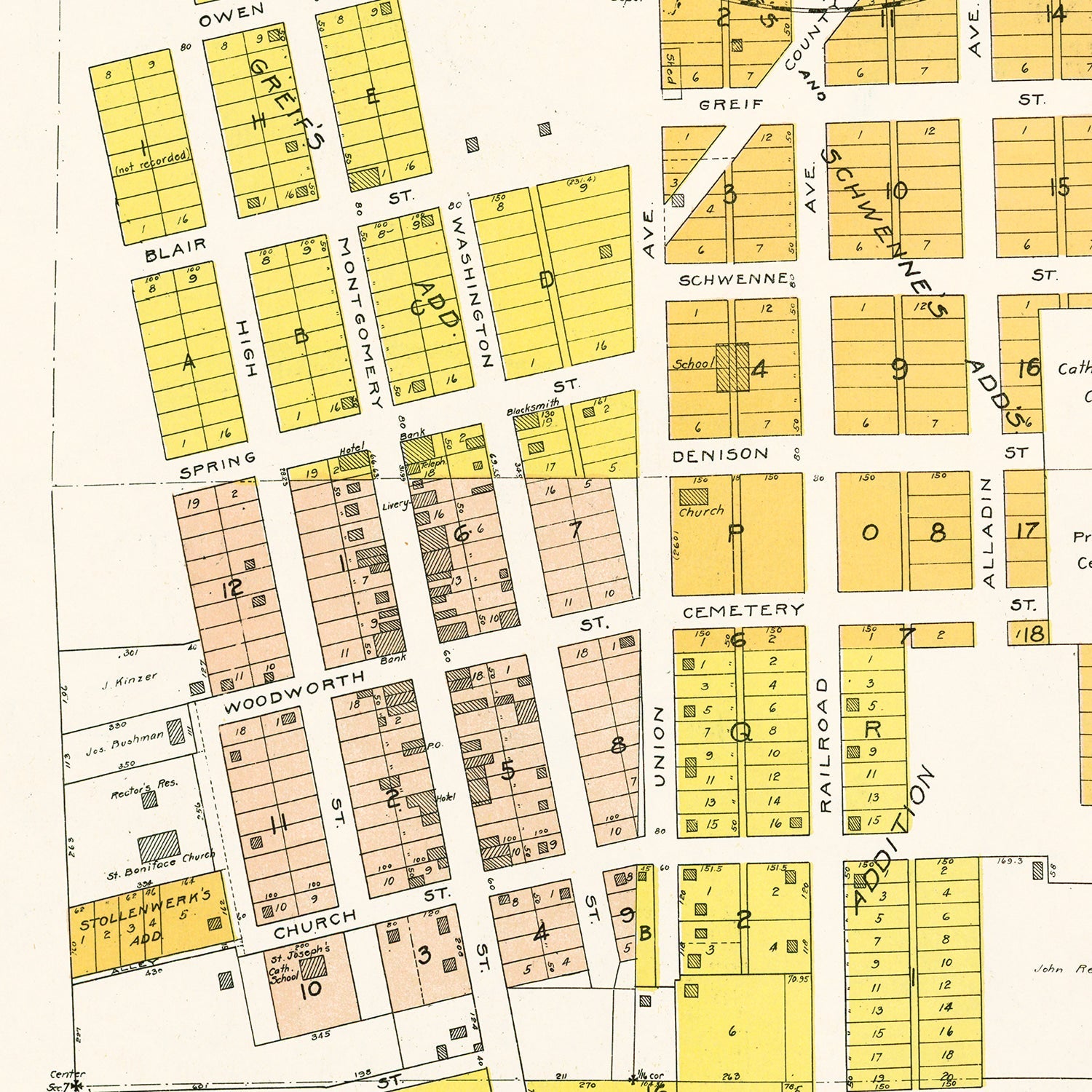 Vintage Map of Union Town, Washington 1910