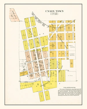 Vintage Map of Union Town, Washington 1910