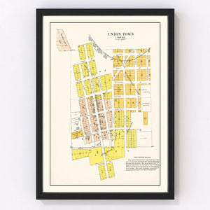 Vintage Map of Union Town, Washington 1910
