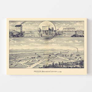 Vintage Map of Prosser, Washington 1889