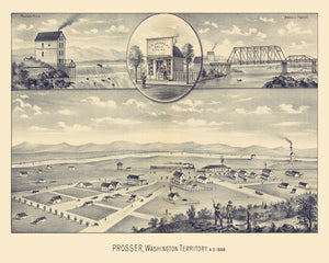Vintage Map of Prosser, Washington 1889