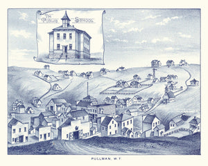 Vintage Map of Pullman, Washington 1889
