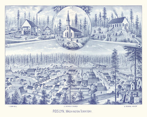 Vintage Map of Roslyn, Washington 1889
