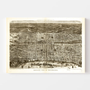 Vintage Map of Philadelphia, Pennsylvania 1872