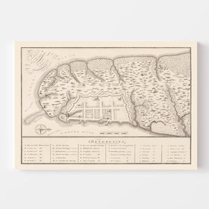 Vintage Map of Charleston, South Carolina 1809