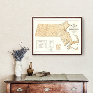 Vintage Map of Massachusetts 1876