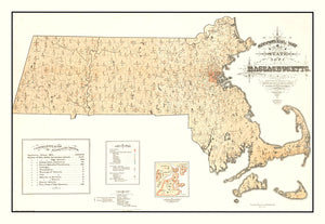 Vintage Map of Massachusetts 1876