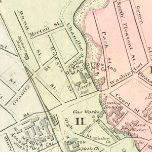 Vintage Map of Taunton, Massachusetts 1874