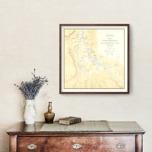 Vintage Map of Upper Geyser Basin on Upper Madison River 1872