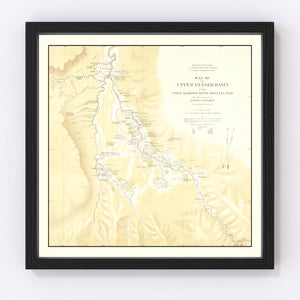 Vintage Map of Upper Geyser Basin on Upper Madison River 1872