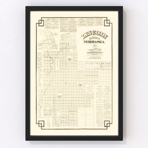 Vintage Map of Lincoln, Nebraska 1871