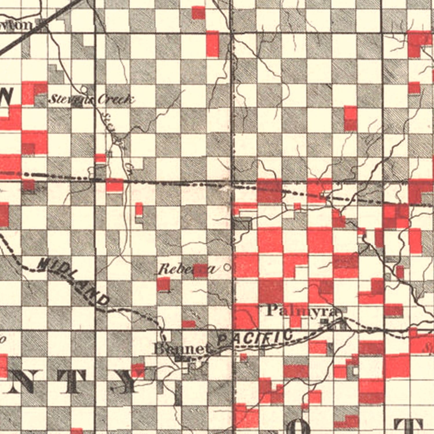 Vintage Railroad Map of Lincoln 1871