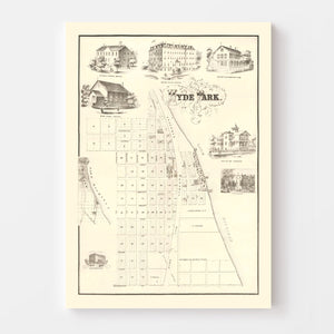 Vintage Hyde Park Chicago Map 1870