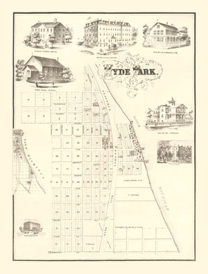 Vintage Hyde Park Chicago Map 1870