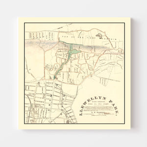 Vintage Llewellyn Park West Orange NJ Map 1870