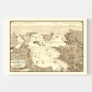 Vintage Narragansett Bay Map 1870