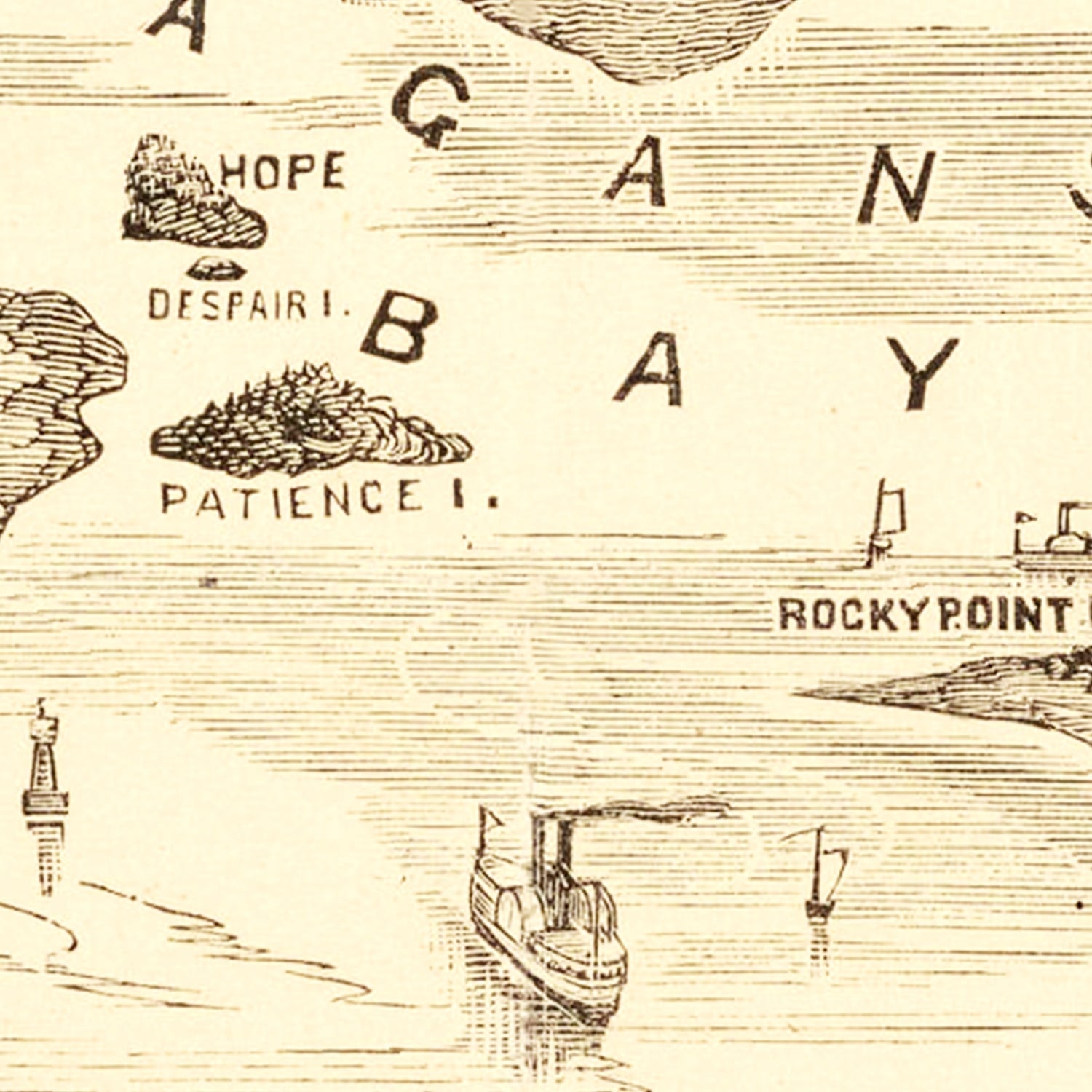Vintage Narragansett Bay Map 1870