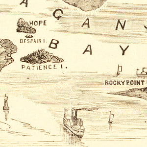 Vintage Narragansett Bay Map 1870