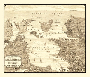 Vintage Narragansett Bay Map 1870