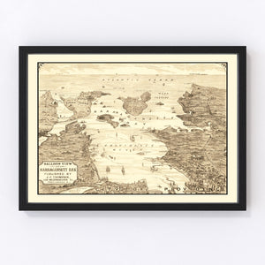 Vintage Narragansett Bay Map 1870