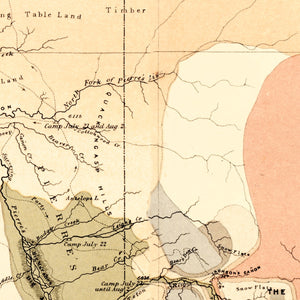 Vintage Map of the Sources of Snake River 1872
