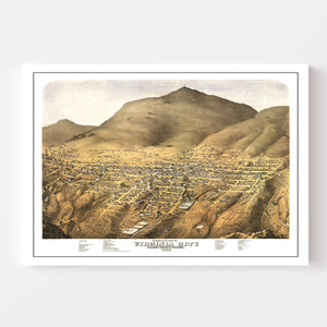 Vintage Map of Virginia City, Nevada 1875