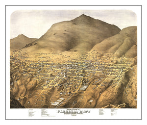 Vintage Map of Virginia City, Nevada 1875