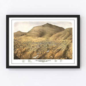 Vintage Map of Virginia City, Nevada 1875