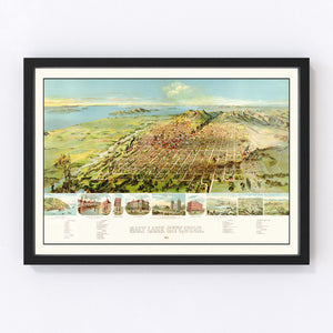 Vintage Map of Salt Lake City, Utah 1891