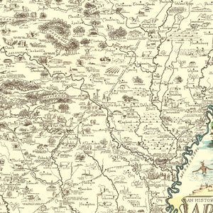 Vintage Map of Arkansas 1938