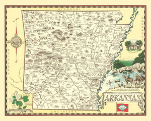 Vintage Map of Arkansas 1938