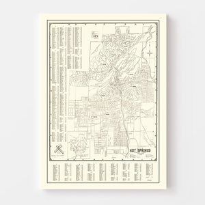 Vintage Map of Hot Springs, Arkansas 1948