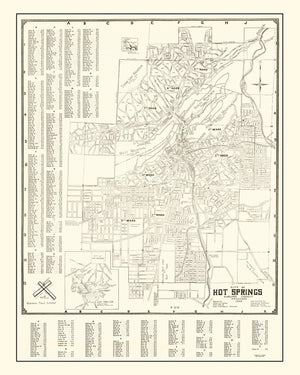 Vintage Map of Hot Springs, Arkansas 1948
