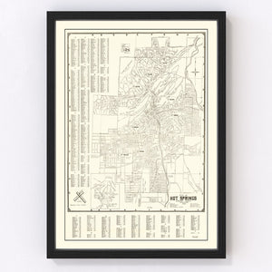 Vintage Map of Hot Springs, Arkansas 1948