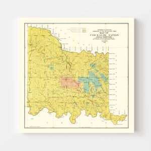 Vintage Map of Chickasaw Nation, Indian Territory, 1900
